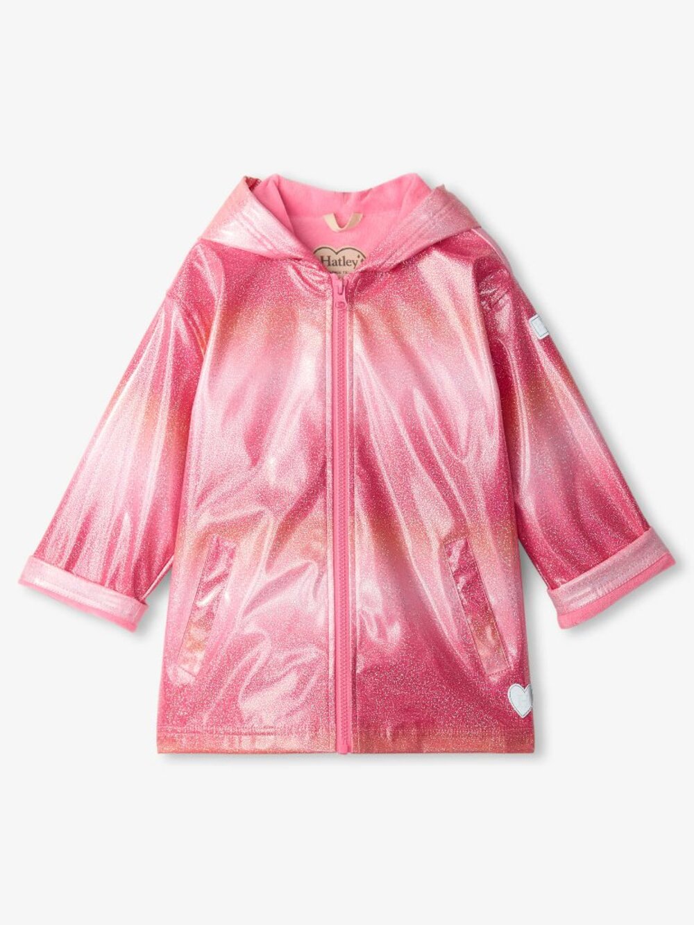 HATLEY NWT 2 Sparkly Pink Stripe Rain jacket Rain Coat Girls